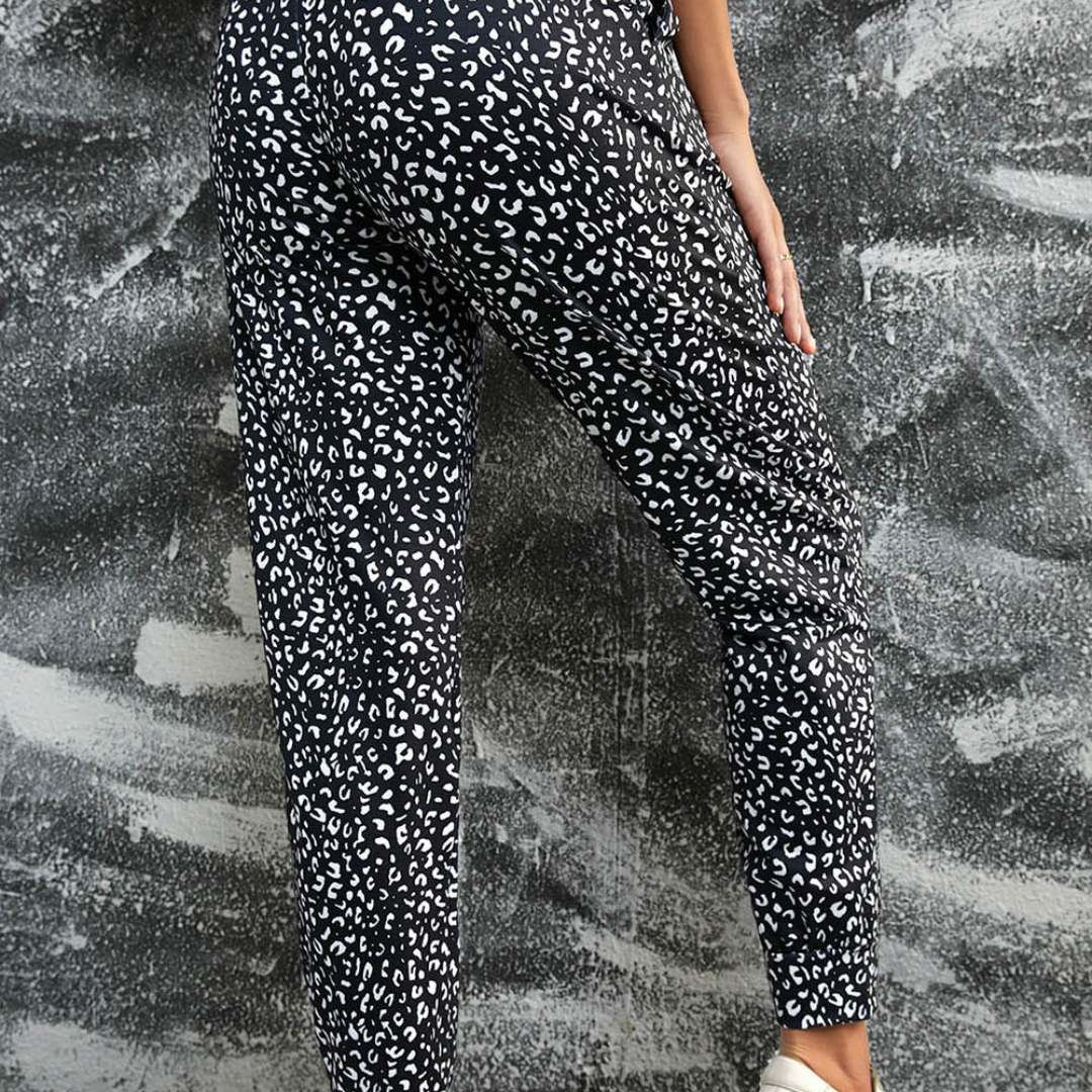 Black Leopard Joggers