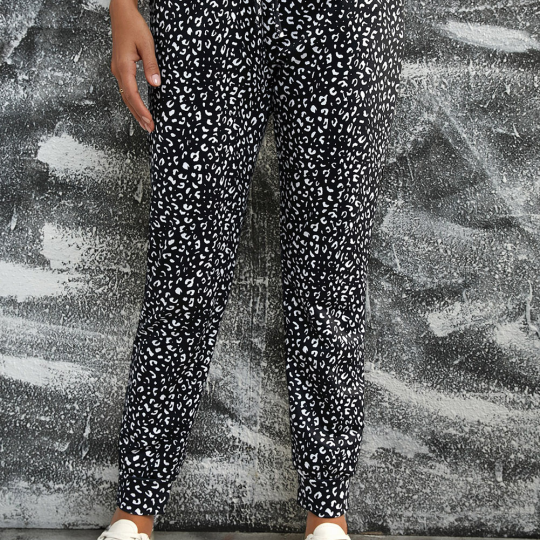 Black Leopard Joggers