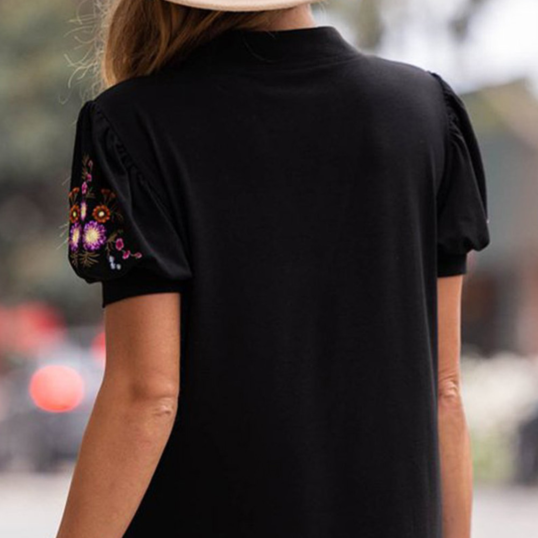 Embroidered V Neck Blouse